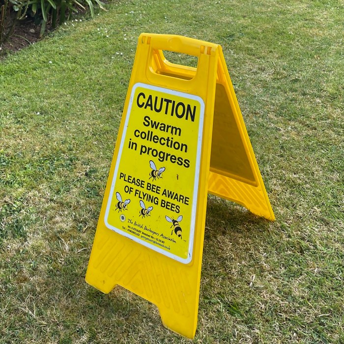 A bee swarm warning sign
