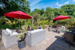 Our beautiful garden terrace, where all our guests can relax