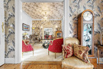 The Somerville's drawing room - with an art deco grandmother clock